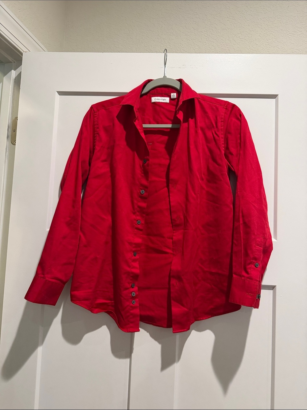 Calvin Klein Bright Red Button-Down Long Sleeve Shirt